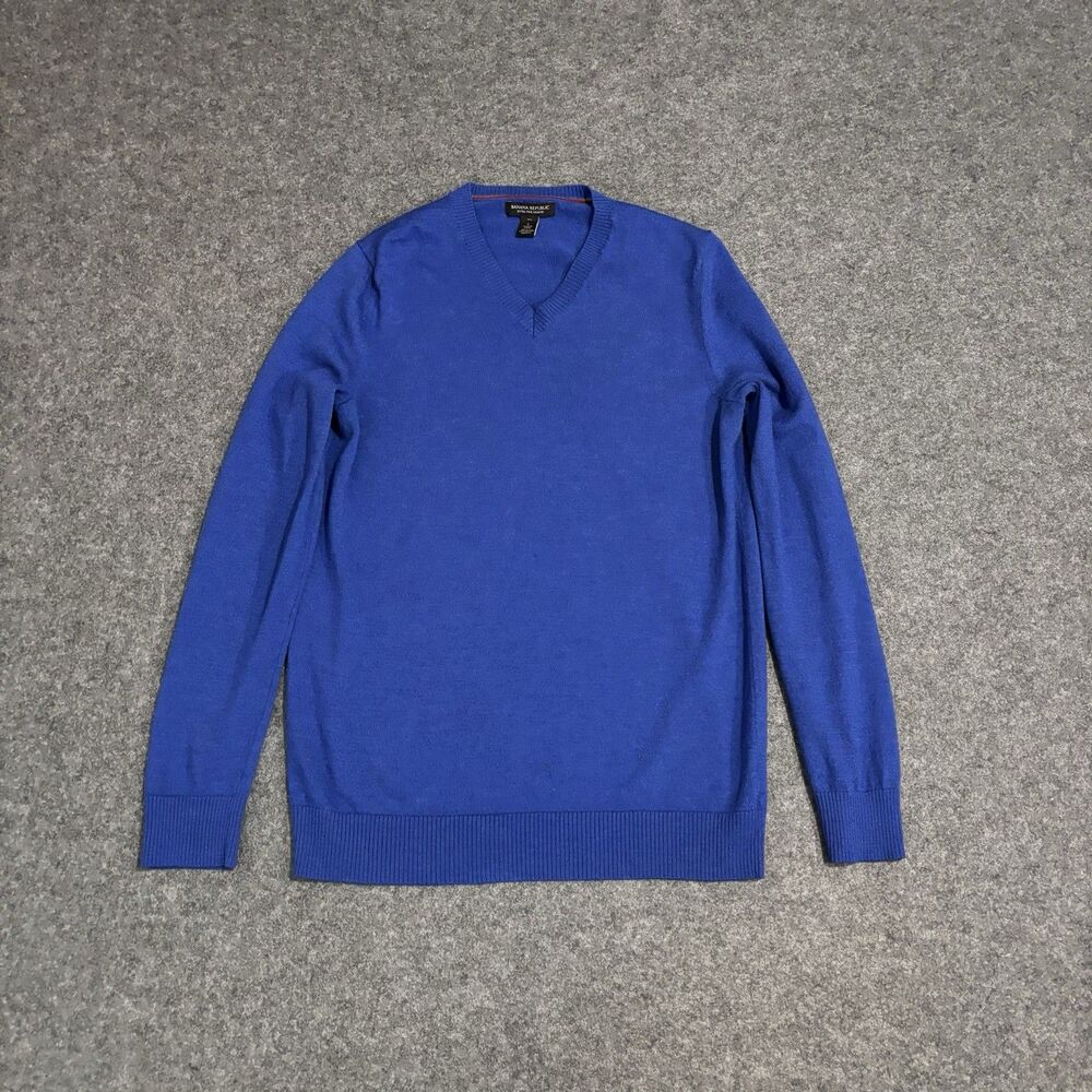 Banana Republic Sweater Mens Large V-Neck Pullover Merino Wool Casual Blue